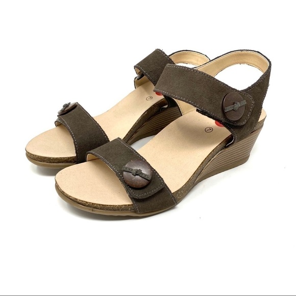 Ekoes 152-7B leather wedge sandals almond - Picture 2 of 8